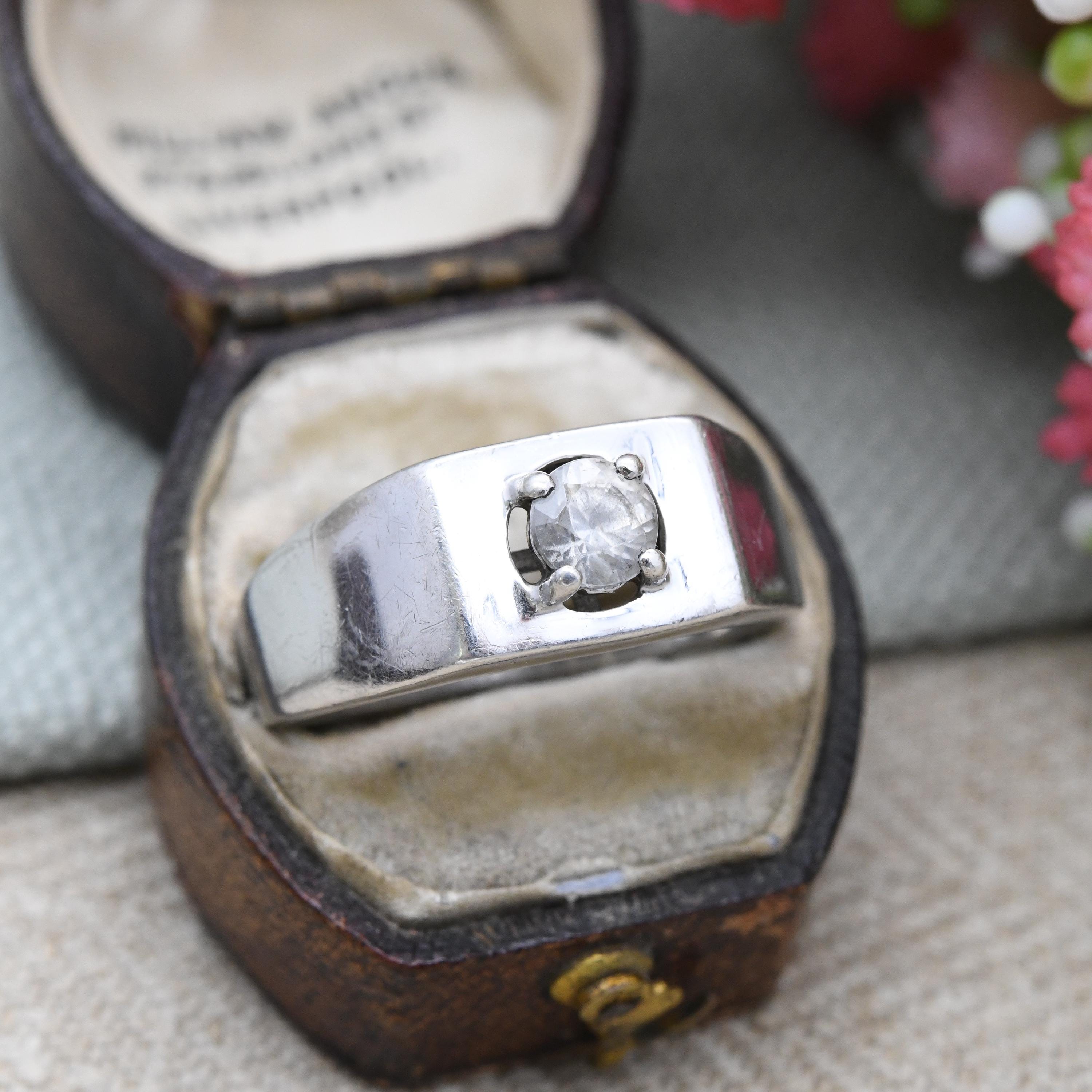 Chunky Sterling Silver Solitaire Stone Ring TGGC Large Round