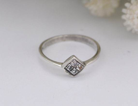 Silver CZ Diamond Shape Ring - 925 Sterling Silve… - image 3