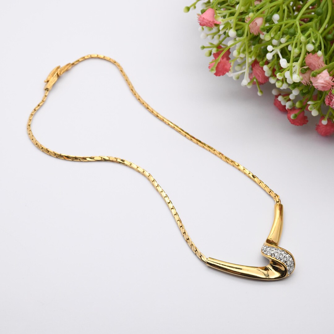 【極美品 英国ヴィンテージ】Attwood & Sawyer A&S ネックレス Vintage Attwood and Sawyer Necklace Gold Plated Crystal Twist