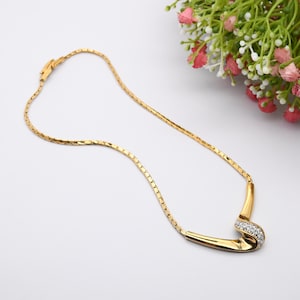 Vintage Attwood and Sawyer Necklace Gold Plated Crystal Twist Design A&S - Designer High Quality Gold Tone Mid-Century Costume Jewellery