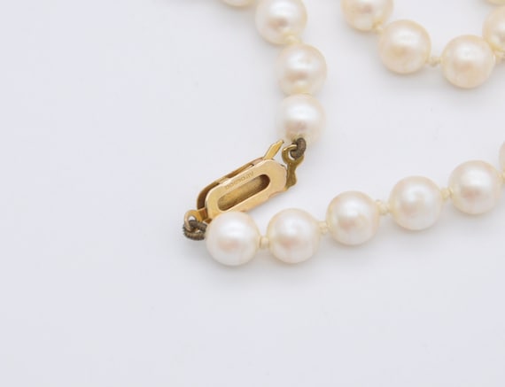 Vintage 9ct Gold Clasp Faux Pearl Necklace - 16" … - image 4