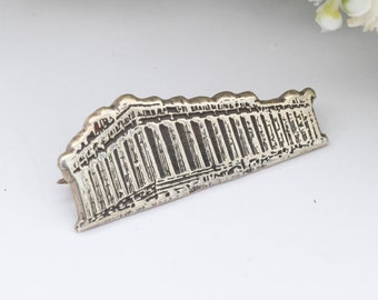 Broche del Partenón de plata de ley vintage - recuerdo griego antiguo / regalo de estudiante clásico / Acrópolis de Atenas