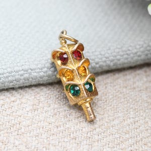 Vintage 9ct Gold Traffic Light Charm Pendant 1967 Red Amber Green Colourful Crystals - Solid Gold Jewellery | Rare Gift for Charm Collection