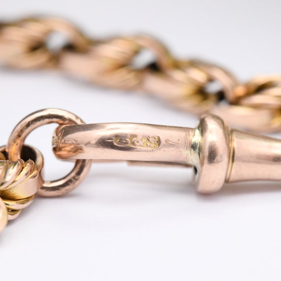 Antique 9ct Gold Fancy Link Chain Bracelet with D… - image 6