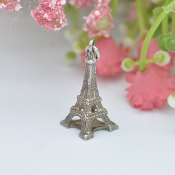 Pendentif tour Eiffel vintage en argent sterling - Souvenir de Paris France