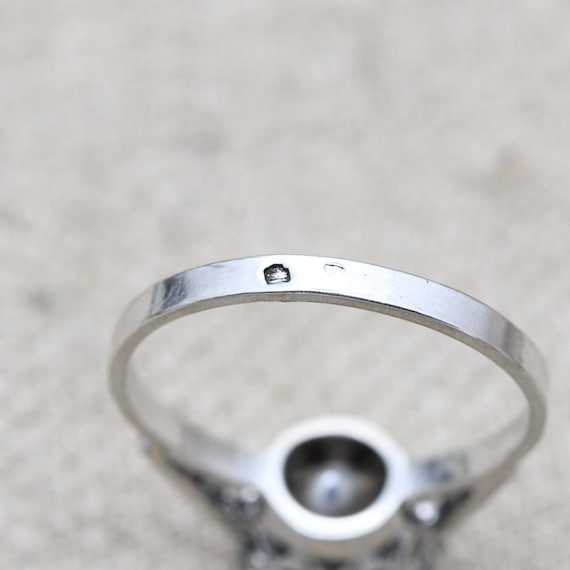 Vintage Silver Clear Paste Solitaire Ring - Large… - image 9