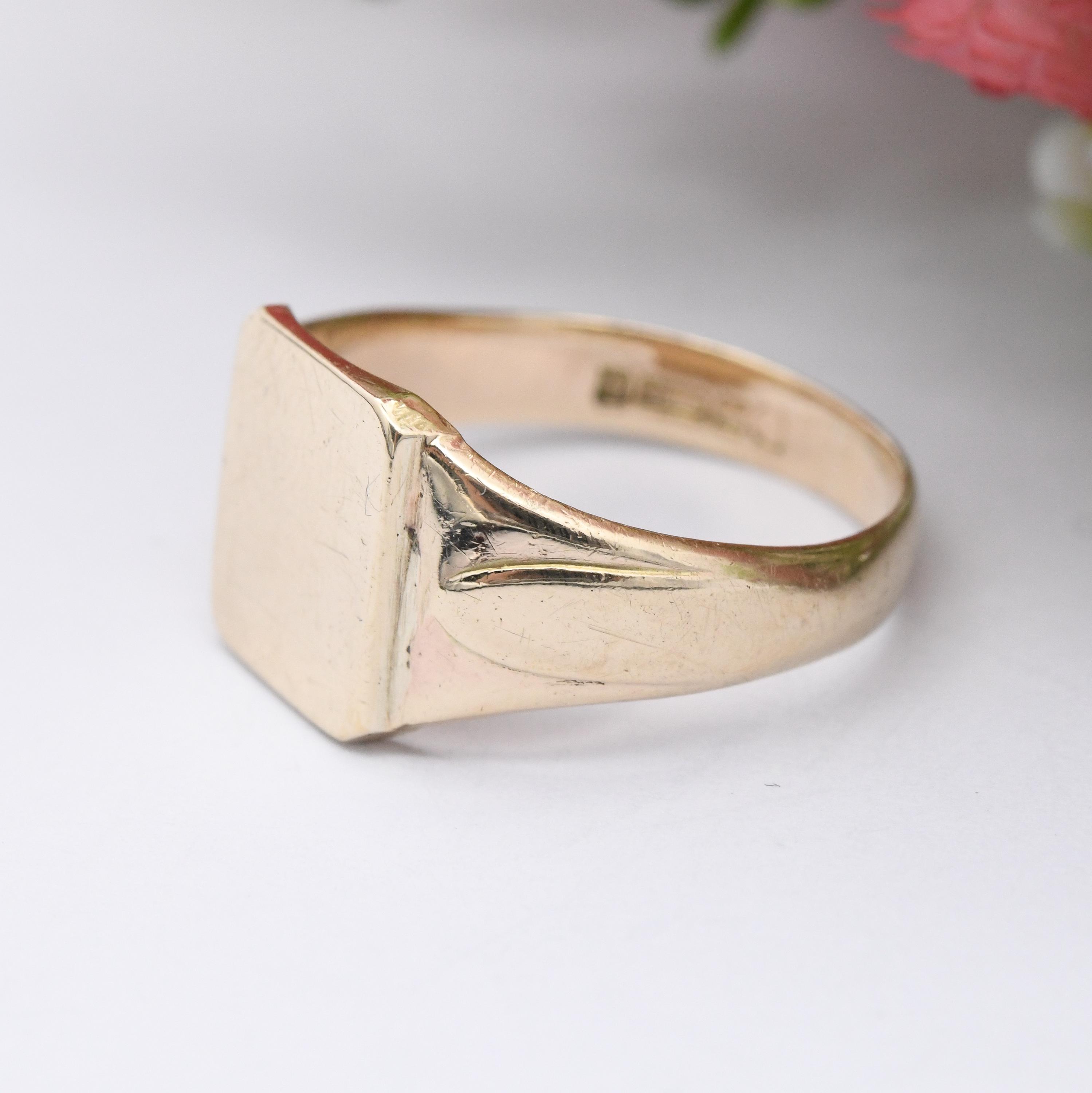 Vintage 9ct Gold Signet Ring 1970s Henry Griffith - Unisex