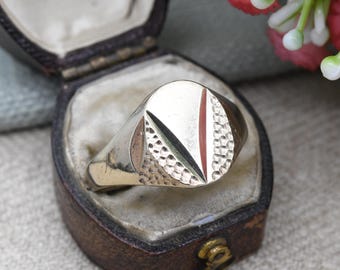 Vintage 9ct Gold Signet Ring 1970s Henry Griffith - Unisex