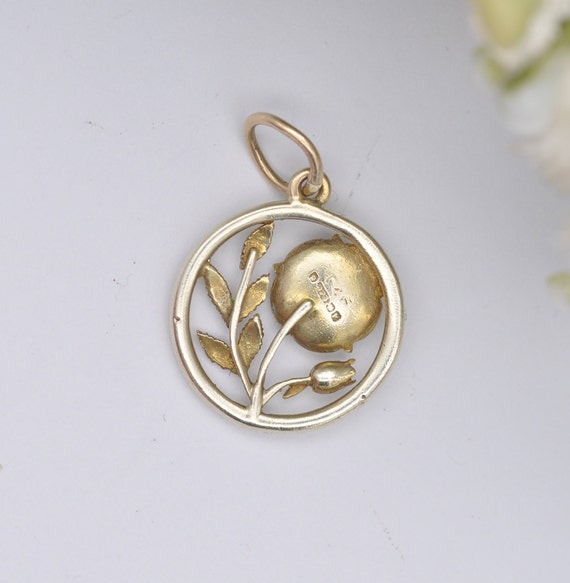 Vintage 9ct Gold Lancaster Rose Charm  Pendant 19… - image 5