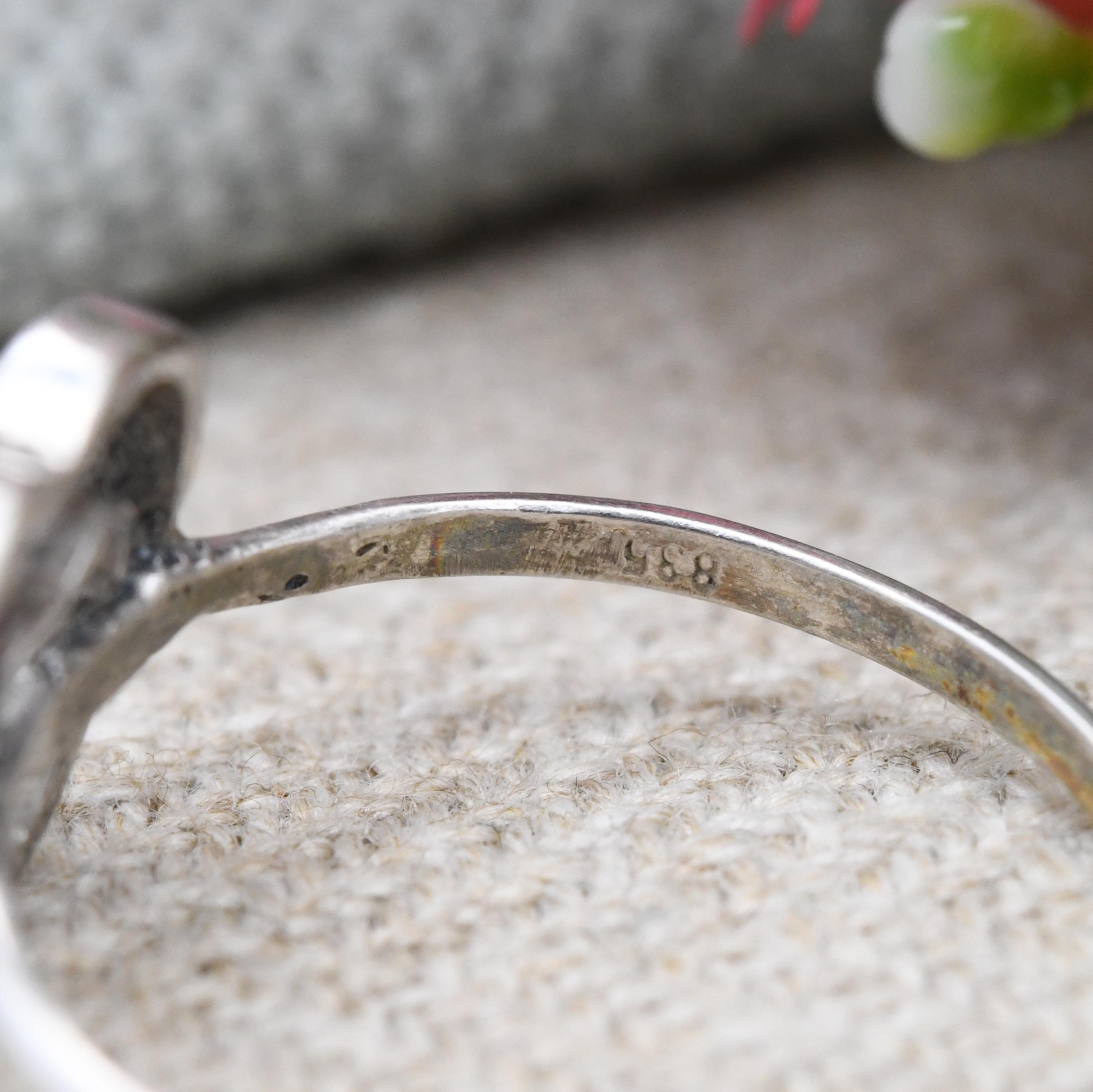 ヴィンテージ シルバー ダブル ハート リング - ミニマル シルバー