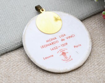 Vintage Mona Lisa Pendant by Crown Staffordshire for Louvre Museum