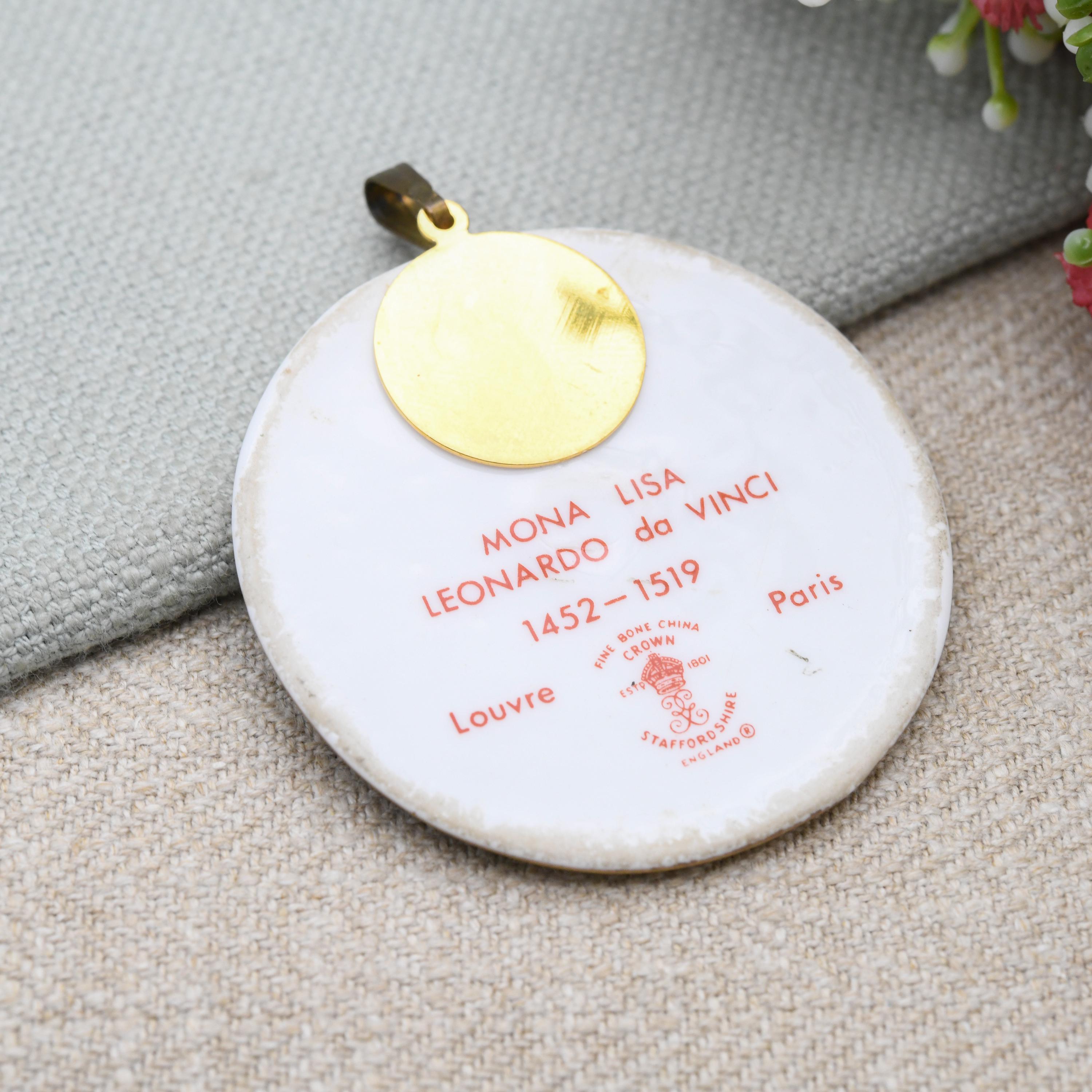 mona様オーダー品 Vintage Mona Lisa Pendant by Crown Staffordshire for Louvre Museum