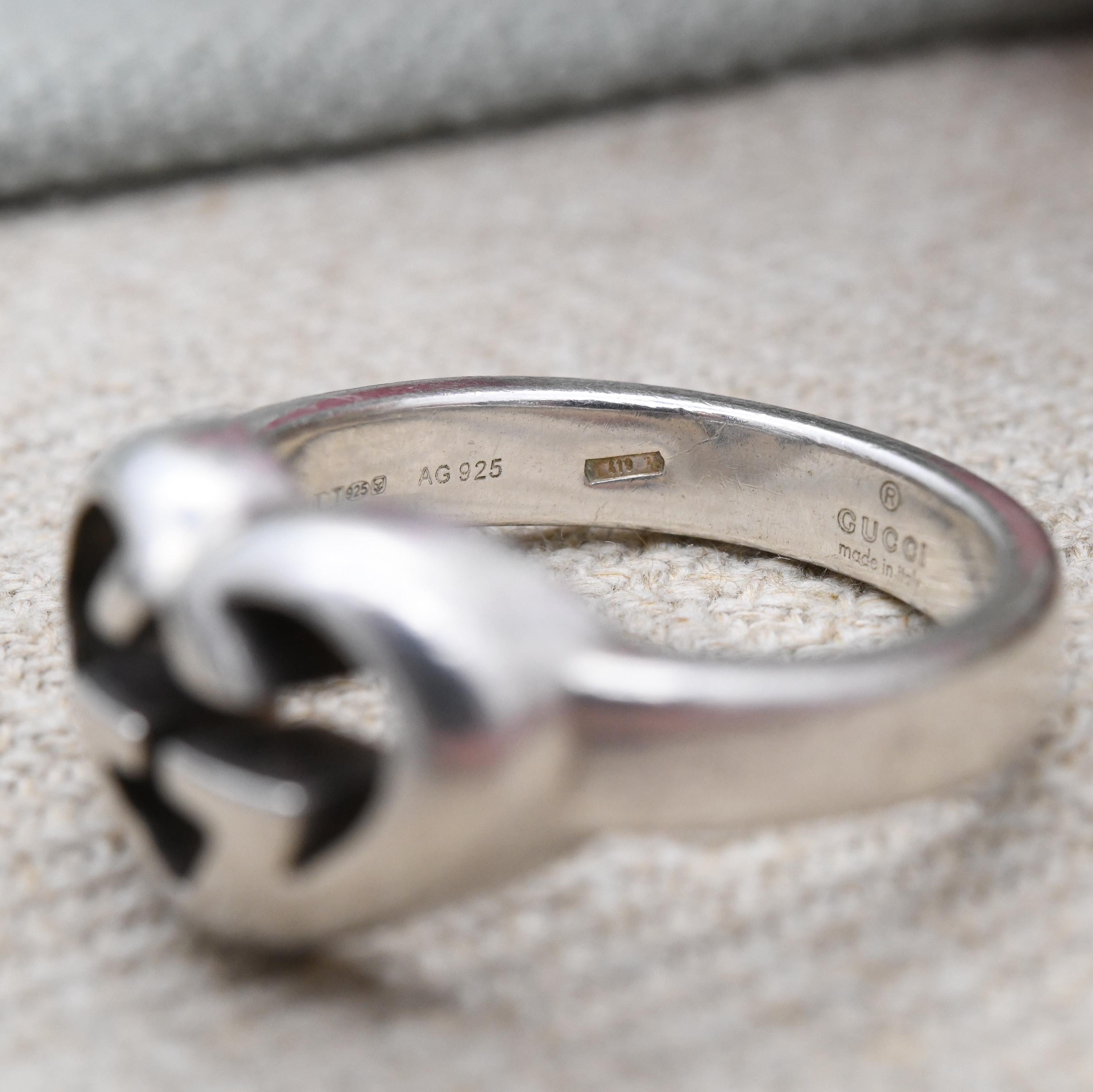 Gucci Love Heart Interlocking G Ring Sterling Silver - Signed