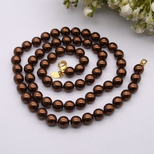 Vintage Joan Rivers Signed Beaded Brown Necklace with Gold Tone Clasp - Designer Costume Jewellery | Long Statement Necklace