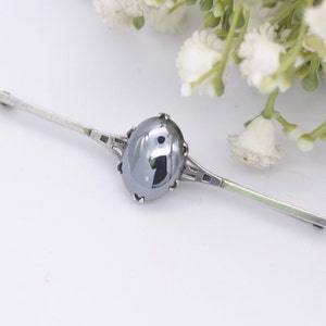 Broche Art Déco Années 1920 En Argent Et Hématite - Occasion Bon état, Style Géométrique
