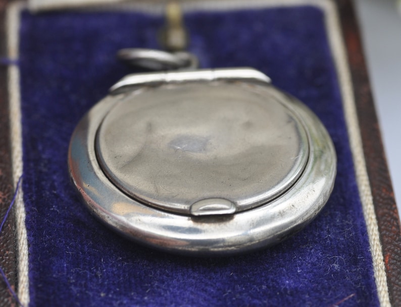 Antique Art Deco Sterling Silver Compact Mirror Locket Pendant by Adie & Lovekin 1920 image 10