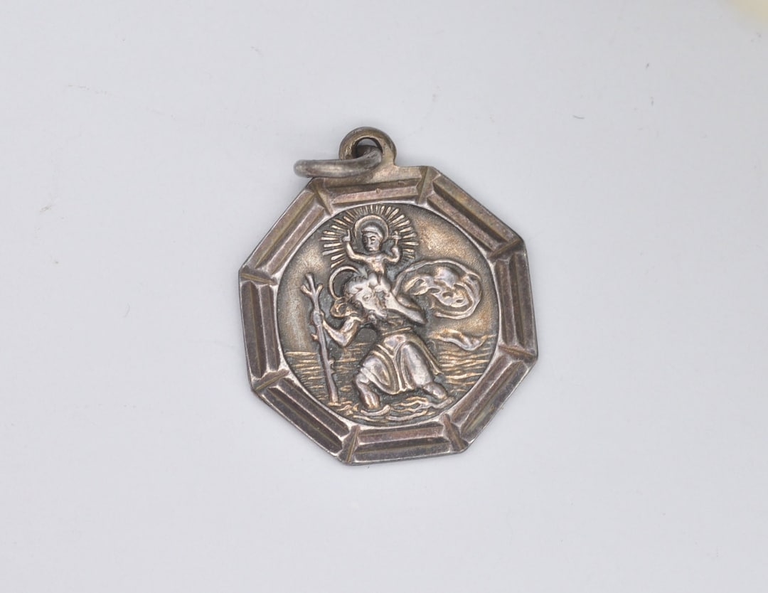 Sterlingsilber St Christopher Anhänger 10 ~ 27 Mm Barrenetikett Gravur