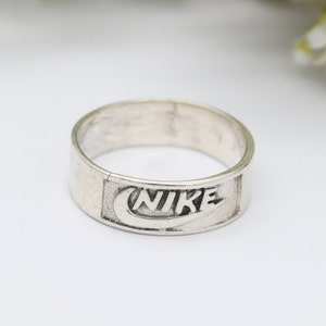 Vintage Sterling Silver Nike Logo Band Ring - Nike Tick