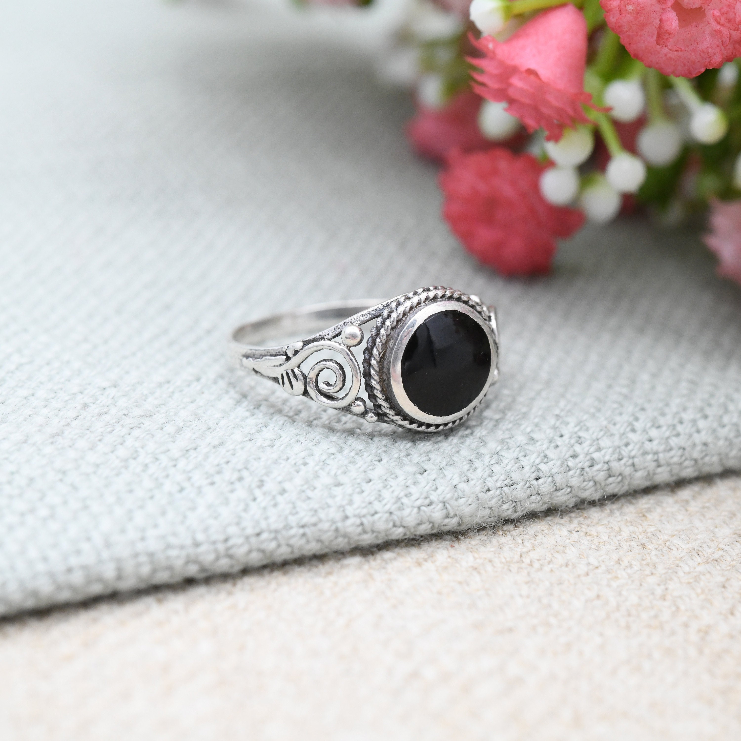 アクセサリー vintage onyx silver925 ring オニキスリング | ブラックオニキスが印象的なシルバー925印台リング
