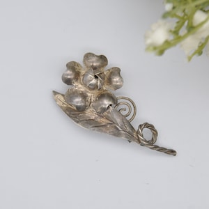 Vintage Sterling Silver Flower Brooch - Handmade Figural Floral Jewellery