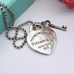 Please Return to Tiffany Co Sterling Silver Key and Heart Tag