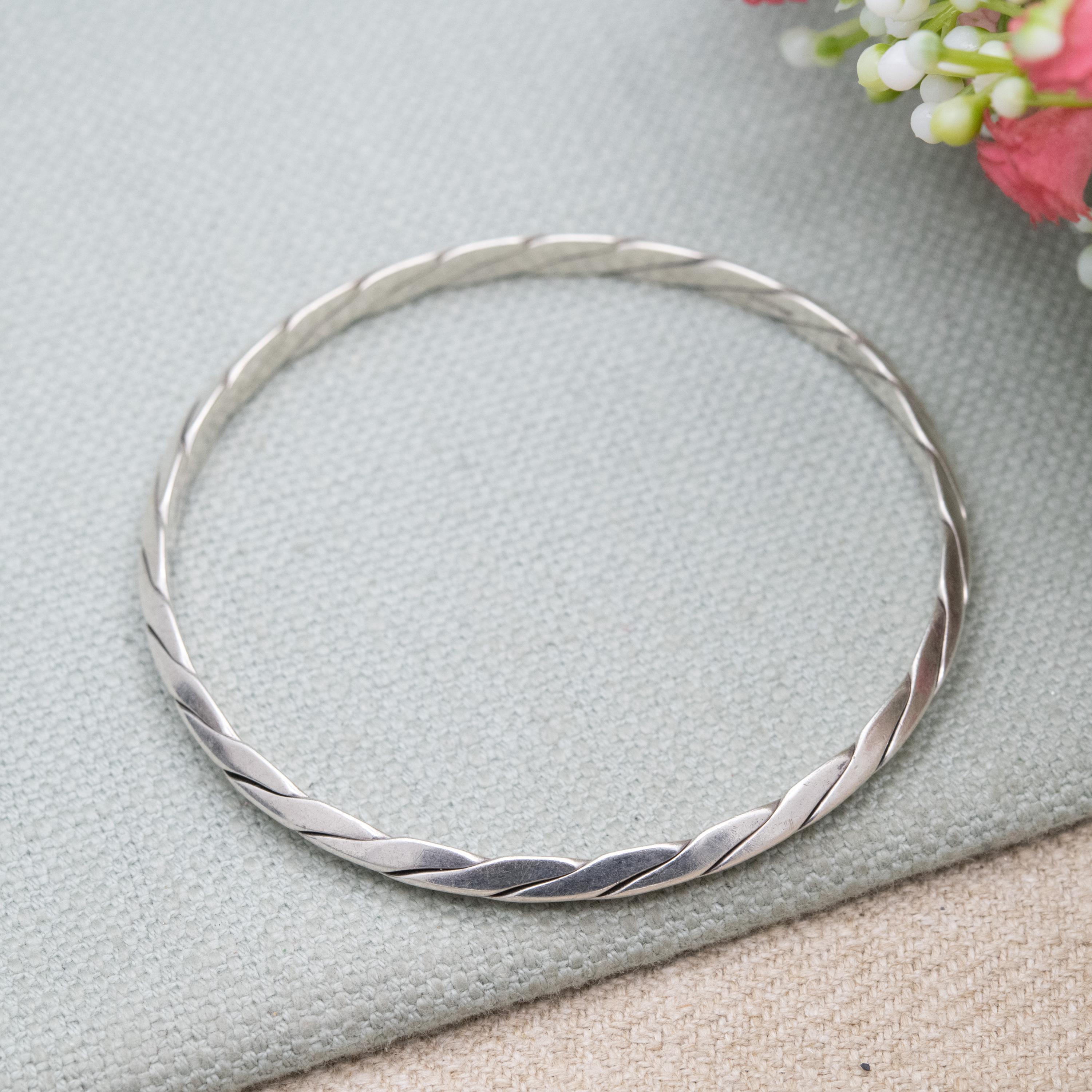 Vintage Tiffany Sterling Silver Twist Bangle 1998 T&co - Minimal