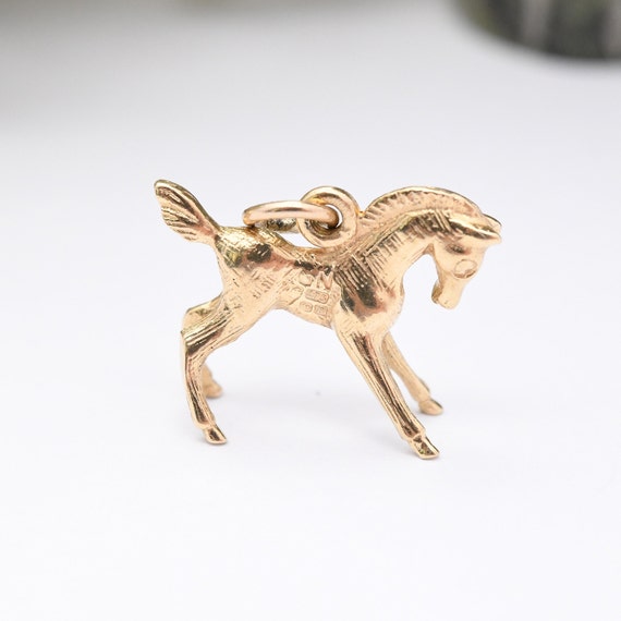 Vintage 9ct Gold Horse Charm Pendant 1976 - 1970s… - image 2