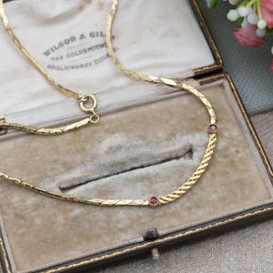 Vintage 9ct Gold Plated Chain Necklace with Red Stones by Kordes and Lichtenfels K&L c. 1960s