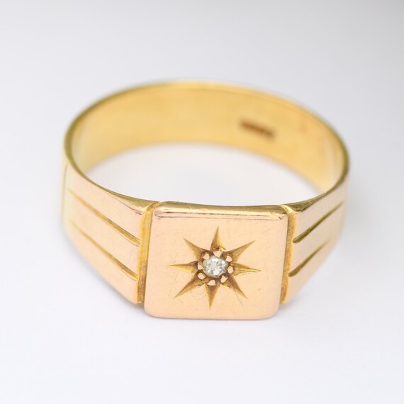 Vintage Art Deco 18ct Gold Signet Ring with a Sta… - image 3