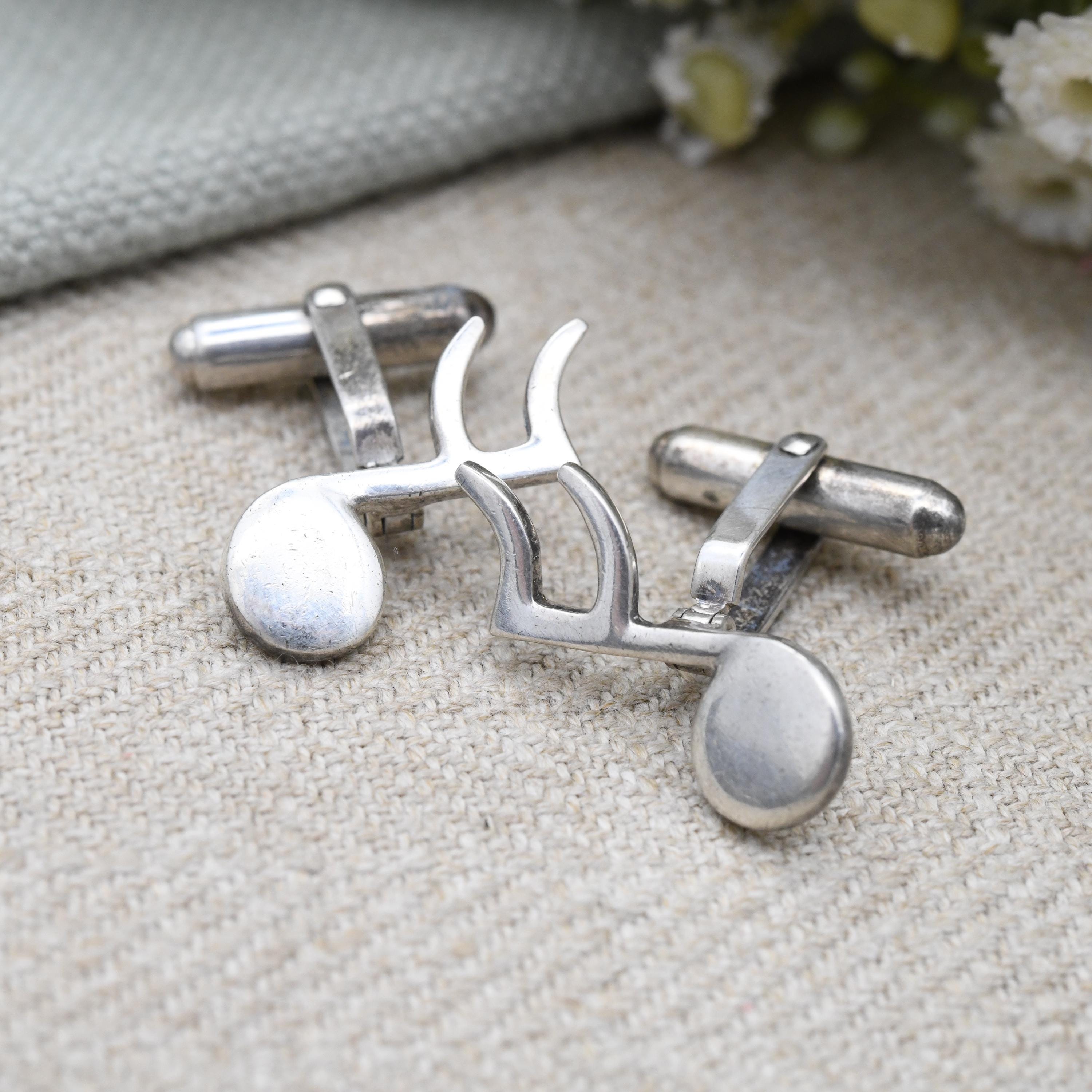 Lot De 2 Boutons De Manchette (Cufflinks) Sur Le Thème De La Musique - Occasion