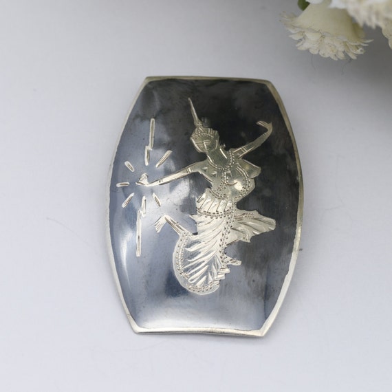 Vintage Sterling Silver Brooch - Mekala Goddess o… - image 2