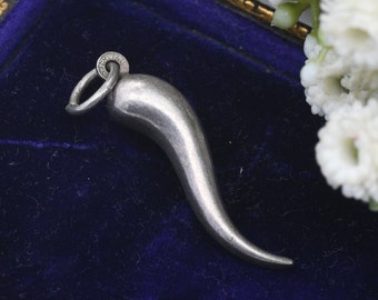 Vintage Sterling Silver Horn of Plenty Charm Pendant - Large Cornucopia | Symbolic