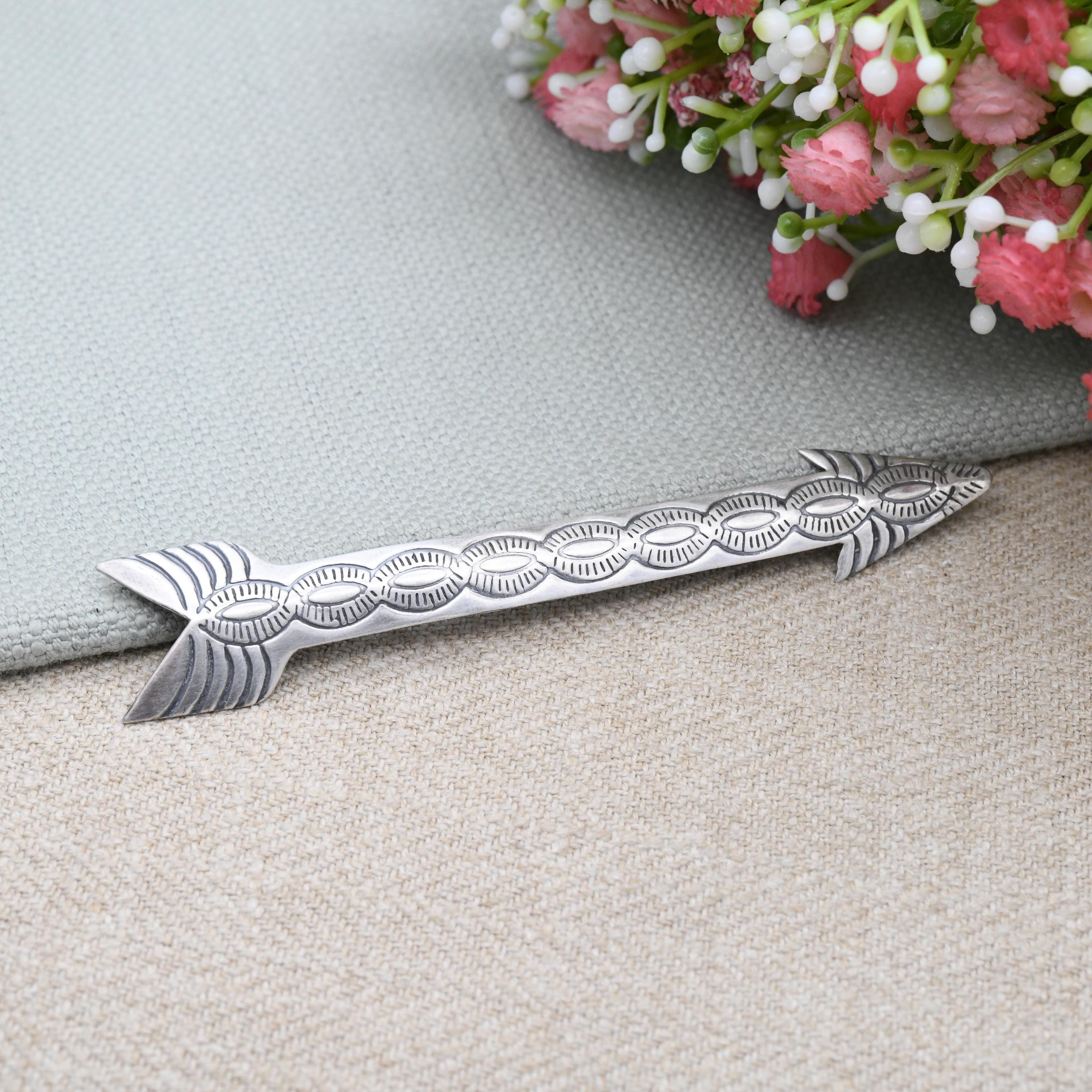 ヴィンテージ スターリング シルバー 南西部 矢印ブローチ 彫刻