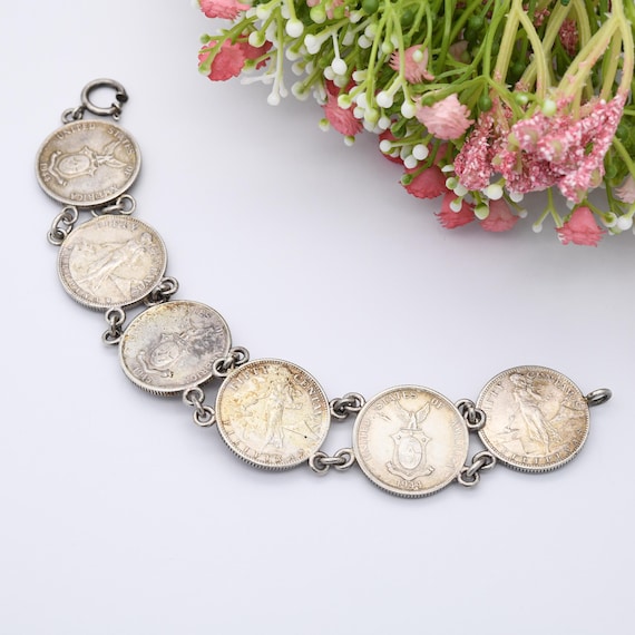 メンズ vintage multi coin silver bracelet