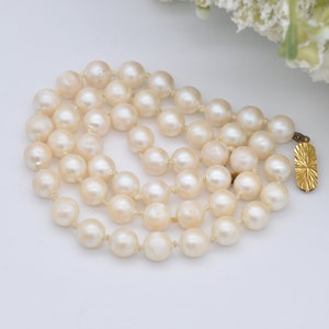 Vintage 9ct Gold Clasp Faux Pearl Necklace - 16&quot; Choker Length Pearls