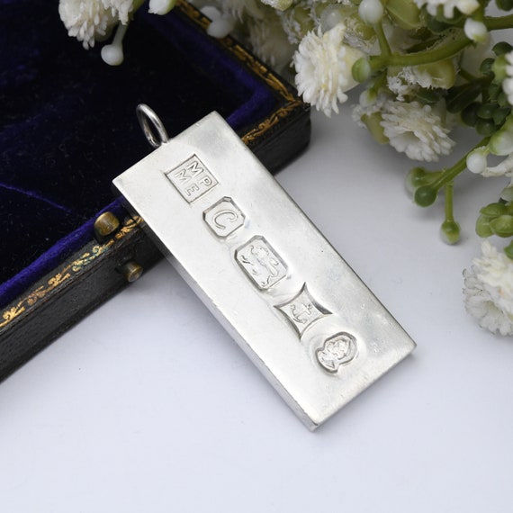 Vintage Sterling Silver Ingot Pendant 1977 With Queen