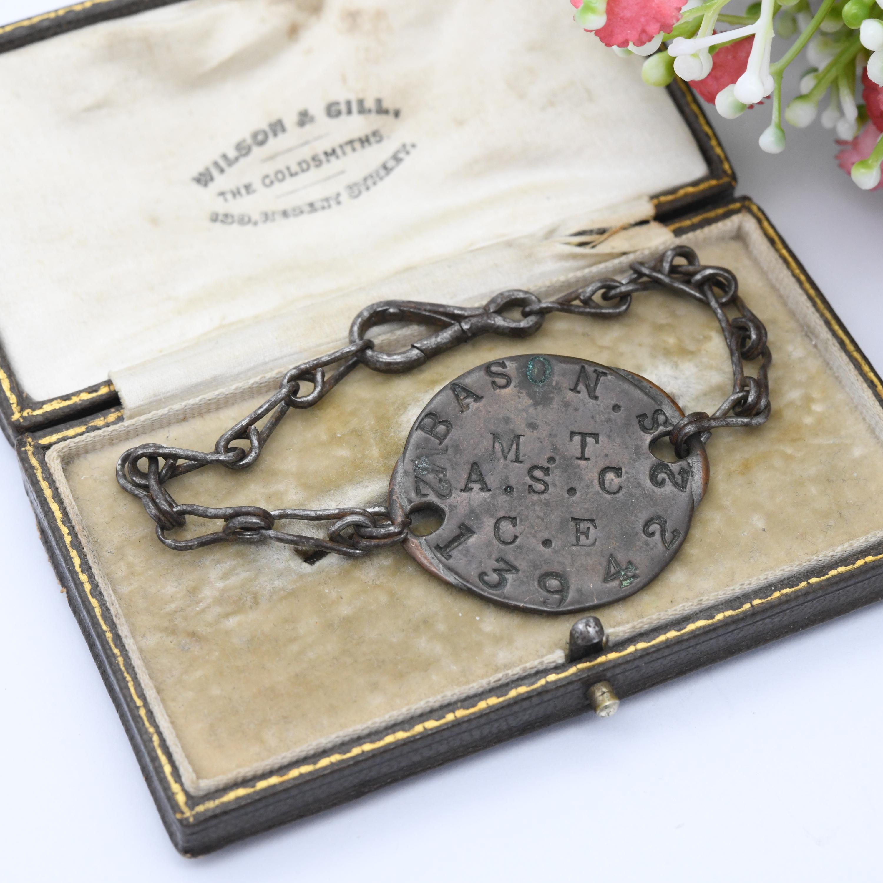 Antique Trench Art Dog Tag Bracelet 1870 Battle of Sedan Franco