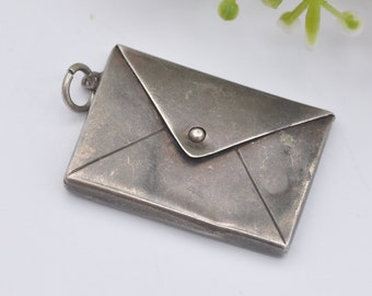 Antique Edwardian Sterling Silver Stamp Case Pendant by William Manton 1915 - Opening Envelope Shaped | Chester Hallmarks