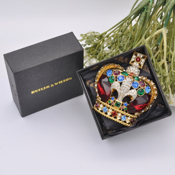 Vintage Butler & Wilson Crown Brooch In Original Box … - Gem