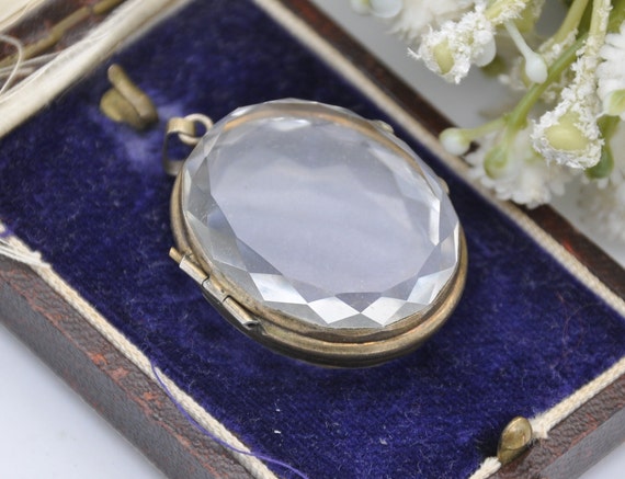 Antique Victorian Rock Crystal Locket Pendant - image 4