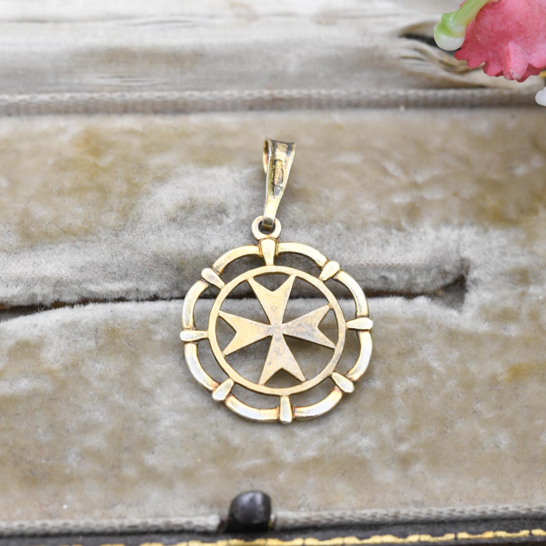 Vintage Gold Plated Sterling Silver Maltese Cross Pendant - Pretty Gift ...