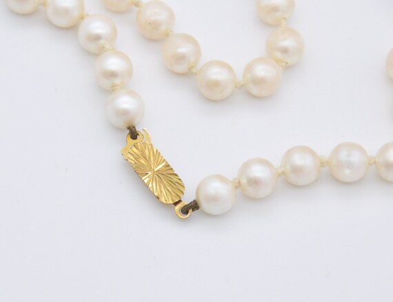 Vintage 9ct Gold Clasp Faux Pearl Necklace - 16" … - image 3