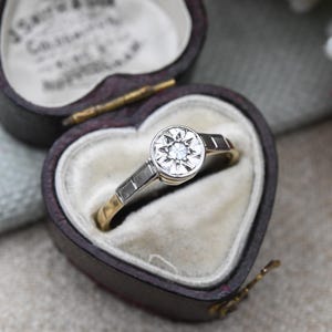Antique Star Diamond Solitaire Ring 18ct Gold and Platinum Art Deco Star Setting c1920 - Celestial Engagement | UK Size - O US Size - 7 1/4