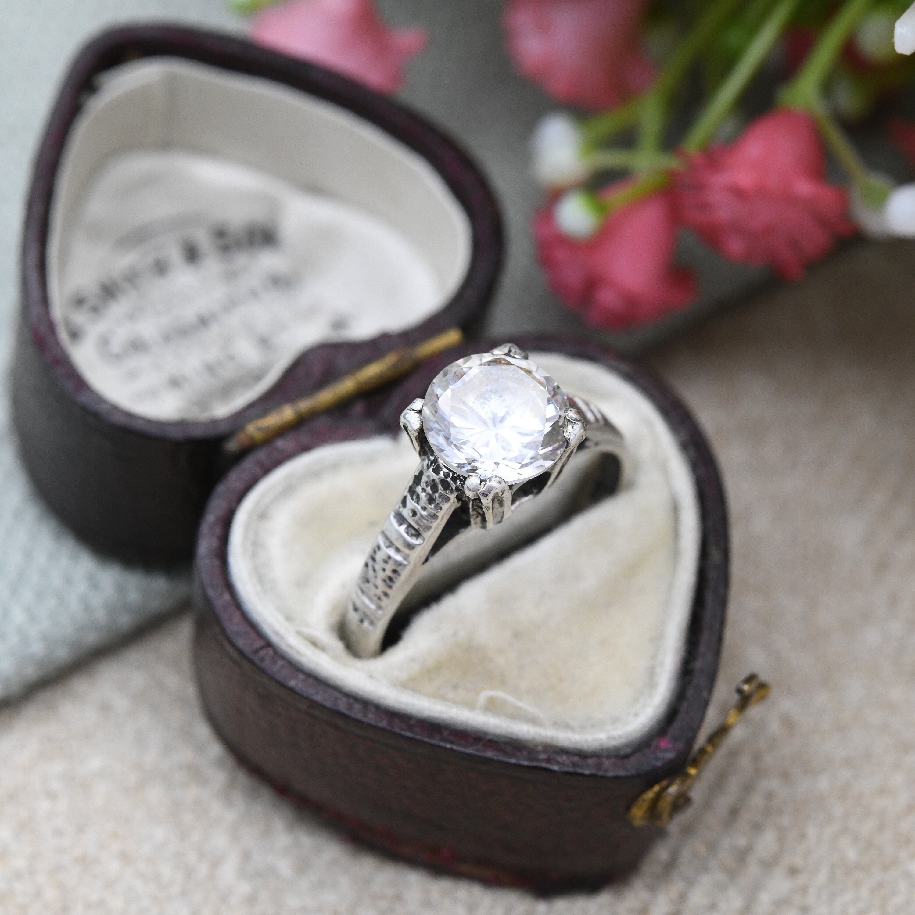 Bague Solitaire Vintage Argent Massif - Jonc Sterling Silver - Occasion