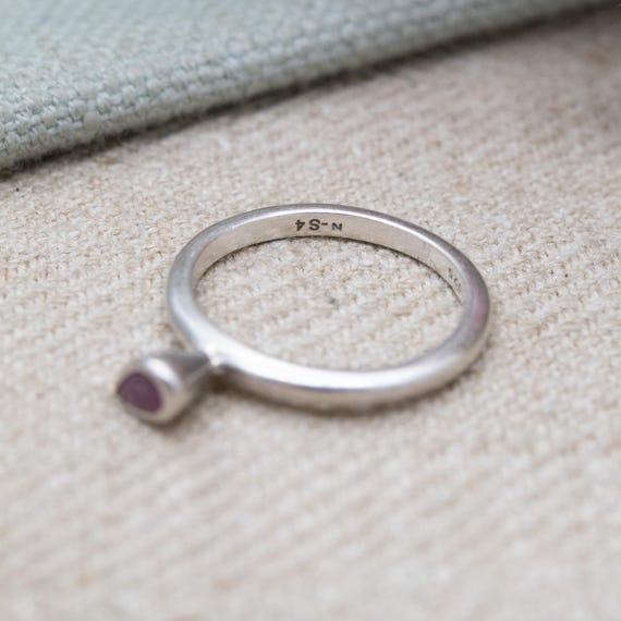 Sterling Silver Pear Cut Ruby Solitaire Stacking … - image 5