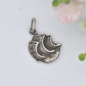 Vintage Sterling Silver Sailing Ship Charm - Maltese Cross on the Sails