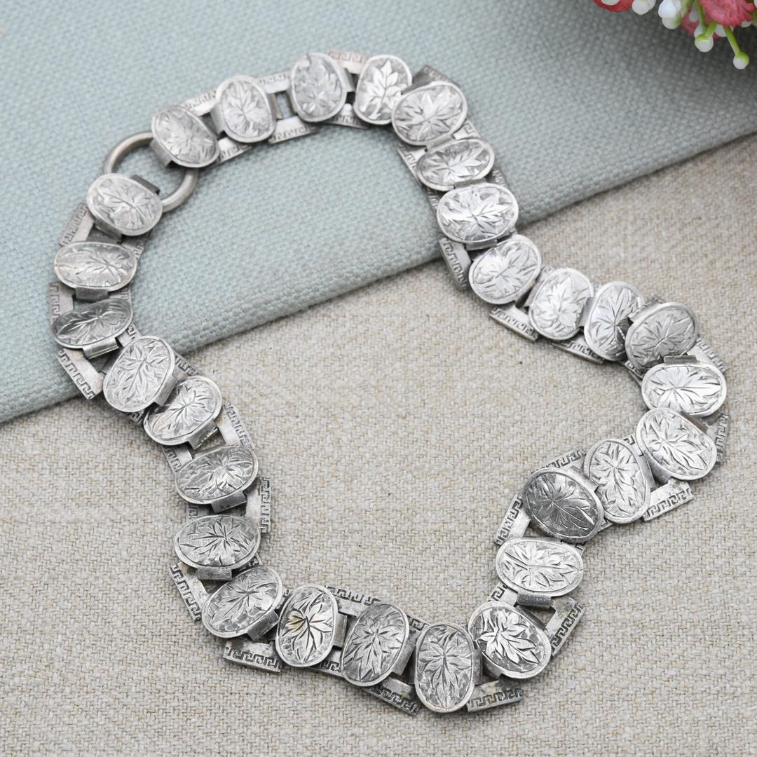 Delicate Book Chain Antique Silver Victorian Book Chain Necklace With Bolt Ring Clasp 16 ...