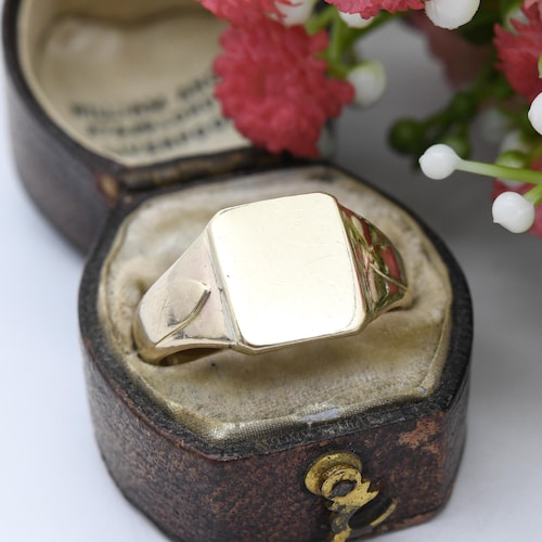 Vintage 9ct Gold Signet Ring 1970s Henry Griffith - Unisex
