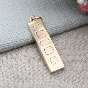 Vintage 9ct Gold Ingot Pendant 1977 by Eric Wallace Nicholls EWN Birmingham Hallmark - Solid Gold Unisex Jewellery Yellow Gold Gift for Him