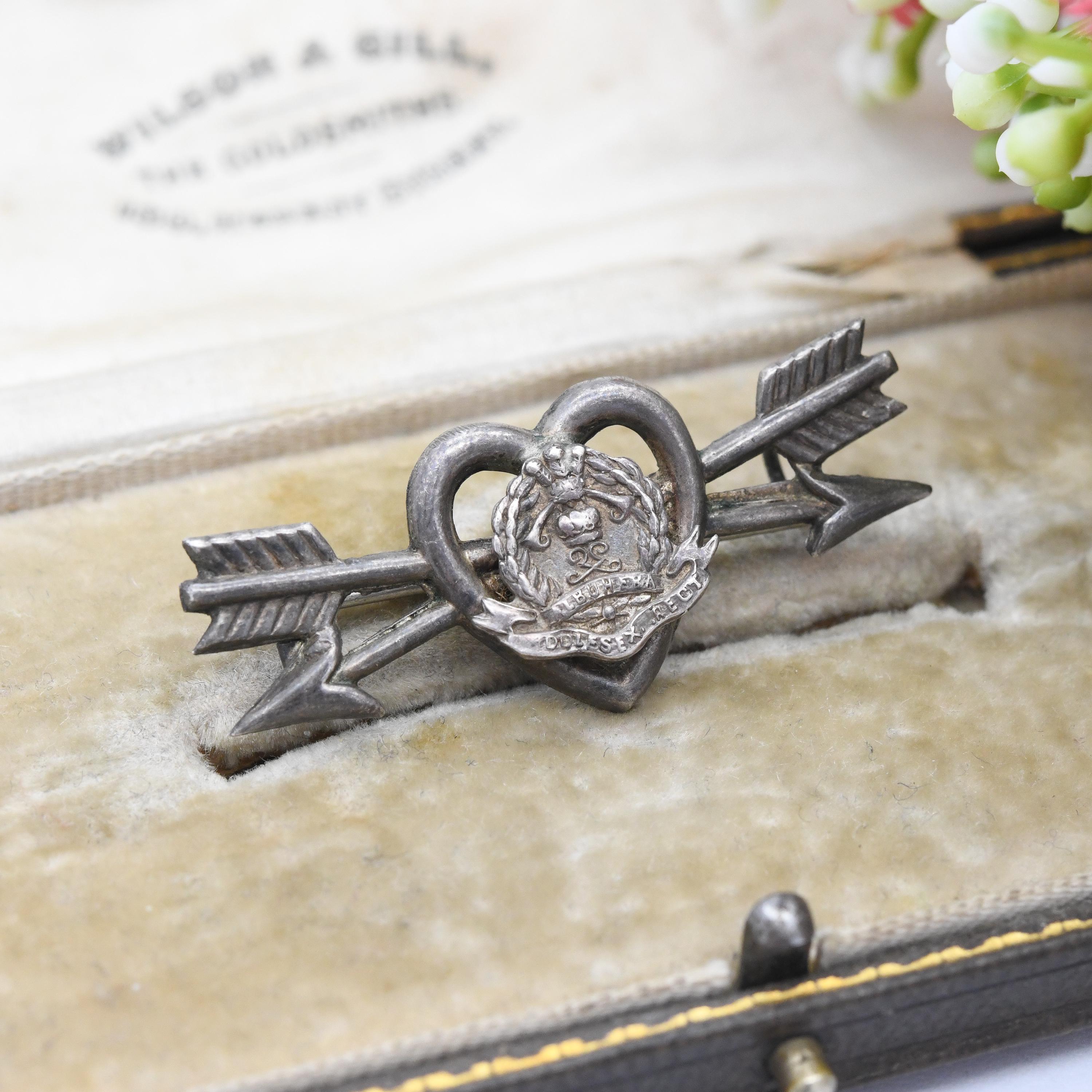 Antique Sterling Silver Middlesex Regiment Sweetheart Brooch